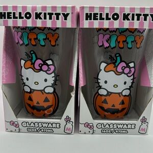Hello Kitty Halloween Pumpkin Glass‎ SET NIB